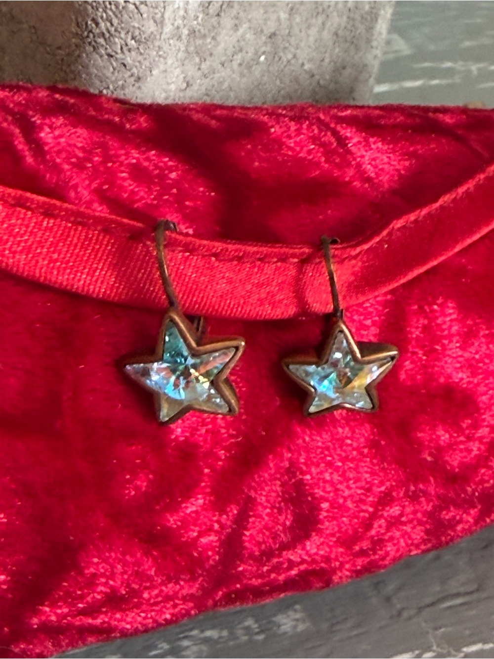 Kirks Folly Copper Star Earrings with Clear Crystals